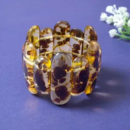 Golden Peacock Women Brown Handcrafted Elasticated Bracelet-picture-39