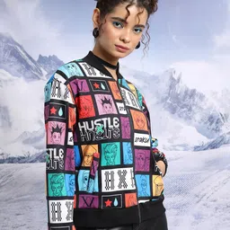 Tokyo Talkies Typography Printed Stand Collar Bomber Jacket image 3