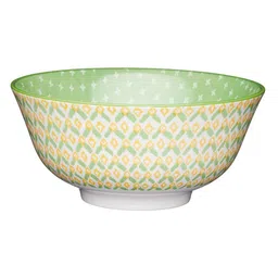 kitchencraft Geomectric 300ml Green & Yellow Stoneware Dinner Bowl image 2