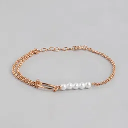 Carlton London Women Brass Pearl Rose Gold-Plated Charm Bracelet-picture-26