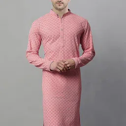 SG LEMAN Men Embellished Screen Print Casual Cotton Straight Kurta-picture-15