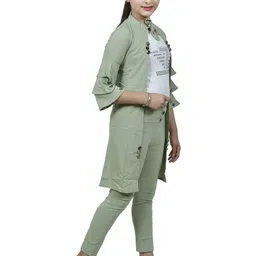 MYKUKI Girls Mandarin Collar Shrug With Trouser & Inner-Top-picture-10