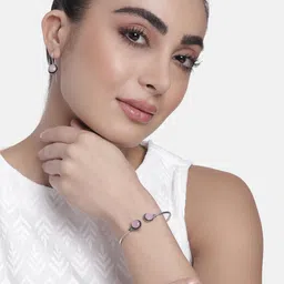 AITIHYA Women Silver-Plated Stones-Studded Oxidised Bracelet & Earrings Jewellery Set-picture-38