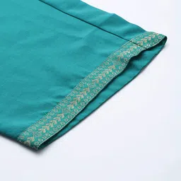 Libas Women Sea Green Floral Kurta with Trousers & With Dupatta image 2