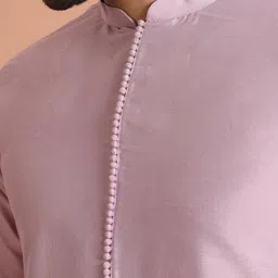 KISAH Men Mandarin Collar Regular Solid Kurta Trouser Set image 3