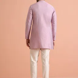 KISAH Men Mandarin Collar Regular Solid Kurta Trouser Set image 5