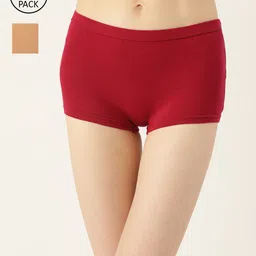 Leading Lady Women Pack of 2 Pure Cotton Solid Boy Shorts JOY-2-MR-picture-14