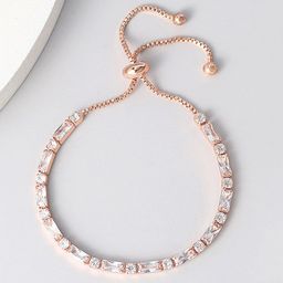 Yellow Chimes Women Rose Gold & White Crystals Rose Gold-Plated Charm Bracelet-picture-40