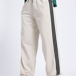 glitchez Men Side Stripes Mid-Rise Baggy Fit Track Pants with Toggle Hem-picture-2