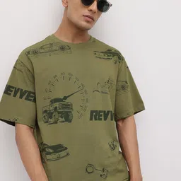 The Roadster Life Co. Printed Drop-Shoulder Sleeves Pure Cotton Relaxed T-shirt-picture-41