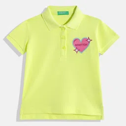 United Colors of Benetton Kids Girls Polo Collar T-Shirt With Applique Detail-picture-46