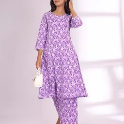 Varanga Women Ethnic Motifs Printed Regular Thread Work Kurta with Trousers-picture-29