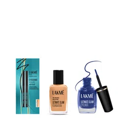 Lakme Set of Perfecting Foundation - 2 Eyeconic Kajal - Insta Eye Liner-picture-33