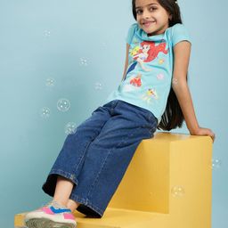 Disney by Wear Your Mind Girls Blue Printed Applique T-shirt-picture-8