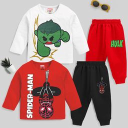 KUCHIPOO Infants Boys Pack of 2 Superhero Printed Night suit-image-32