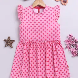 Here&Now X Game Begins Girls Polka Dot Print Cotton Fit & Flare Dress-picture-38