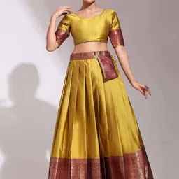 Fabcartz Woven Design Semi-Stitched Lehenga & Unstitched Blouse With Dupatta-picture-25
