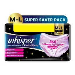 Whisper Super Absorbent Period Panty 360 Degree Leakage Protection - 18 M-L-picture-40