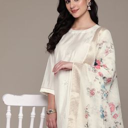 Readiprint Fashions Floral Embroidered Sequinned Pure Silk Kurta with Trousers &  Dupatta-picture-12