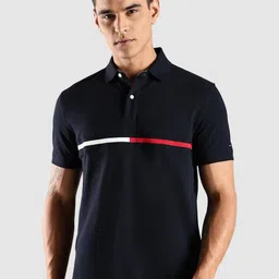 Tommy Hilfiger Men Solid Polo Collar Pure Cotton Relaxed Fit T-shirt-picture-55