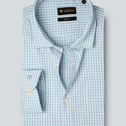 INVICTUS Men Easy Care Sea Green & Blue  Checked Sustainable Formal Shirt-picture-10