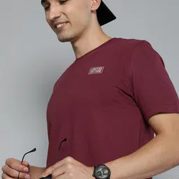 HERE&NOW Men Burgundy Pure Cotton T-shirt-picture-19