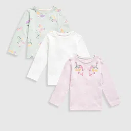 mothercare Girls Pack Of 3 Floral Embroidered Cotton T-shirts-image-36