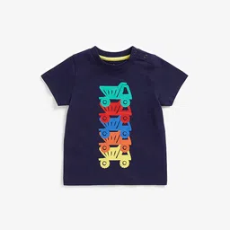 mothercare Infant Boys Navy Blue Printed Pure Cotton T-shirt-image-54