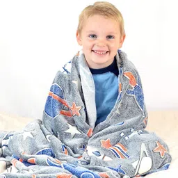 Famyo Glow in The Dark Kids Grey & White Conversational Printed 150 GSM Queen Size Blanket-picture-15