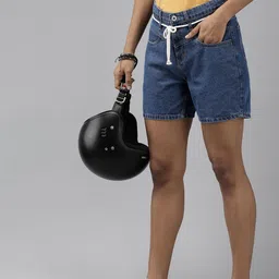 The Roadster Life Co. Women High-Rise Pure Cotton Denim Shorts With Rope Belt-picture-16