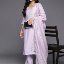 gerua by libas Libas Floral Embroidered Sequinned Straight Kurta With Trousers & Dupatta-picture-26
