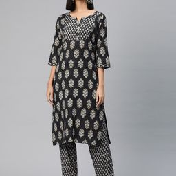 Readiprint Fashions Floral Printed Regular Sequinned Pure Cotton Kurta with Trousers-picture-37