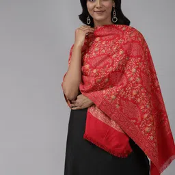 Indo Era Red Ethnic Motifs Woven Design Viscose Rayon Stole-image-27