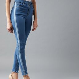 DOLCE CRUDO Women Blue Skinny Fit High-Rise Clean Look Stretchable Jeans-picture-16