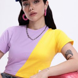 Kook N Keech Colourblocked Slim Fit Pure Cotton Crop T-shirt-picture-31