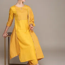 Anouk Women Yellow Yoke Design Regular Kurta with Palazzos & With Dupatta-picture-30