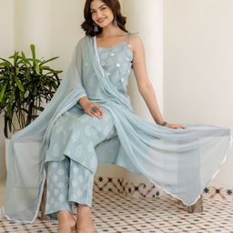 Anouk Rustic Women Floral Printed Cotton Kurta with Trousers & Dupatta-picture-22