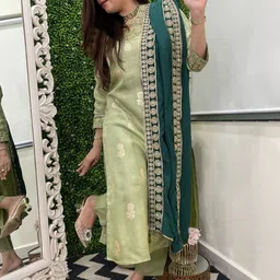 GoSriKi Women Ethnic Motifs Regular Kurta with Trousers & With Dupatta-picture-24