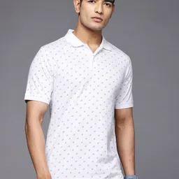 Raymond Geometric Printed Polo Collar Pure Cotton Slim Fit T-shirt-picture-24