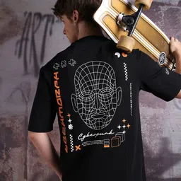 Hubberholme Men Cyborg Graphic Printed Oversized Fit T-shirt-picture-10