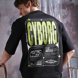 Hubberholme Men Cyborg Graphic Printed Oversized Fit T-shirt-picture-16