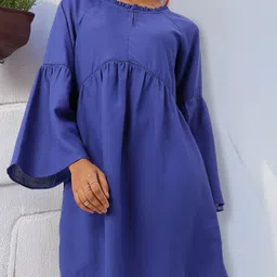 DressBerry So Out There Electric Blue Dress with Gathers Detail-picture-30