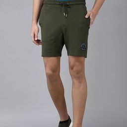 Van Heusen Sport Men Olive Green Solid Mid-Rise Casual Shorts-picture-33