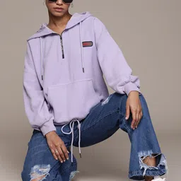 The Roadster Lifestyle Co. Fleece Hooded Oversized Sweatshirt-image-15