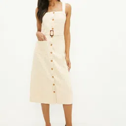 DOROTHY PERKINS Pure Cotton Square Neck Midi Dress with Belt-picture-29