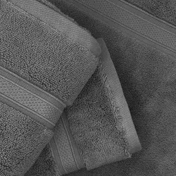 Aura Set Of 2 Cloud Burst Grey Solid 650 GSM Super Absorbent Pure Cotton Hand Towels image 3