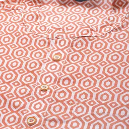 See Designs Men Pink & White Pure Cotton Printed Regular Kurta with Trousers image 4