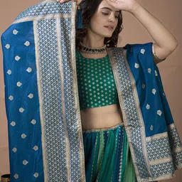 elora Ethnic Woven Design Silk Semi-Stitched Lehenga & Unstitched Blouse With Dupatta image 5