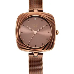 Titan Women Brown Brass Embellished Dial & Brown Stainless Steel Bracelet Style Straps Analogue Watch image 5