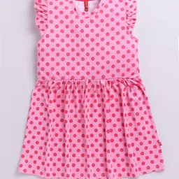 Here&Now X Game Begins Girls Polka Dot Printed Flutter Sleeve Fit & Flare Dress image 2